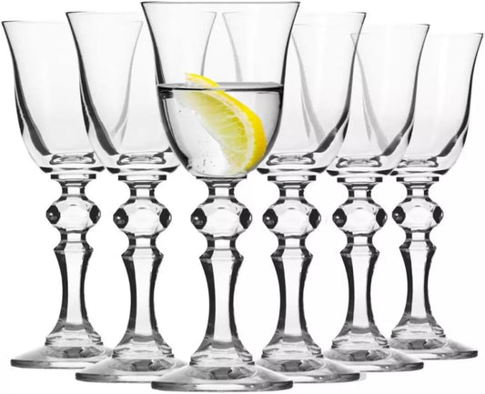 Krosno Vodka Shots Krista Collection Drinking Glasses, Set of 6, 50 ml, Cocktail Glasses, Liqueur Glass, Brandy Whisky Gin, Home Bar, Events and Kitchen, Dishwasher Safe Crystal Gift Set