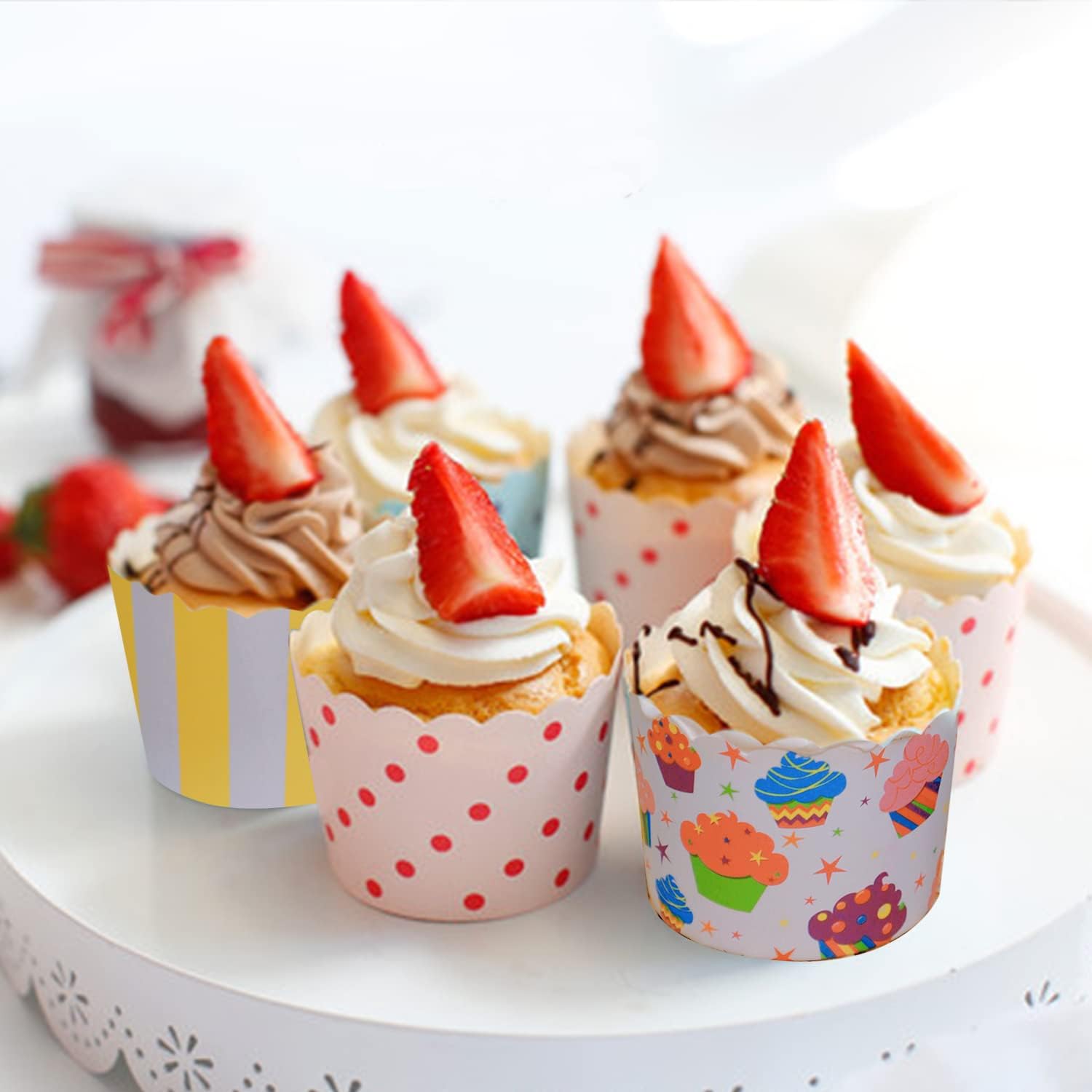 100pcs Mixed Colorful Paper Cake Liners for Cupcakes and Muffins - The Silver Spoon