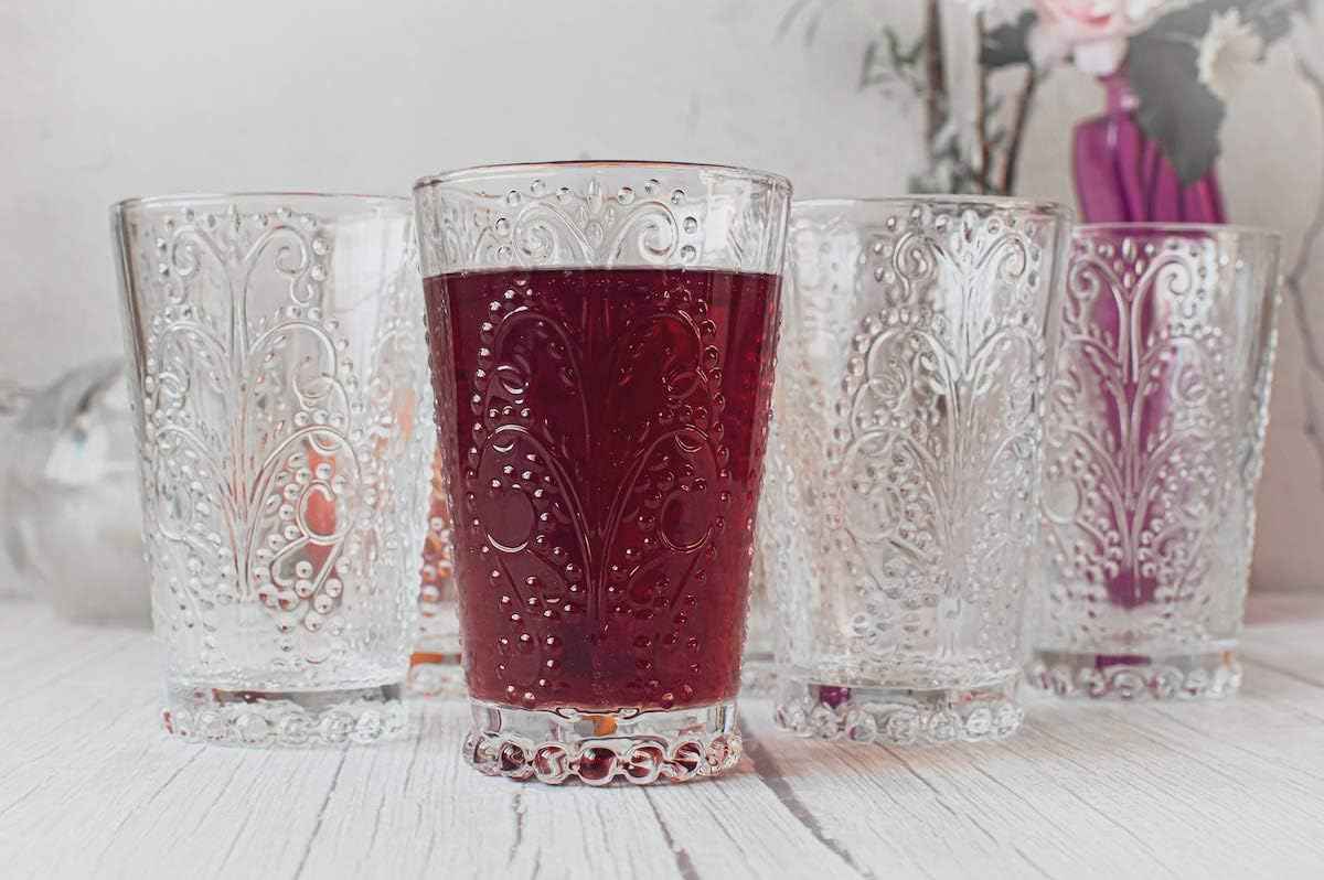 Sendez 6 embossed drinking glasses, 350 ml, cocktail glasses, juice glasses, red wine glasses, white wine glasses