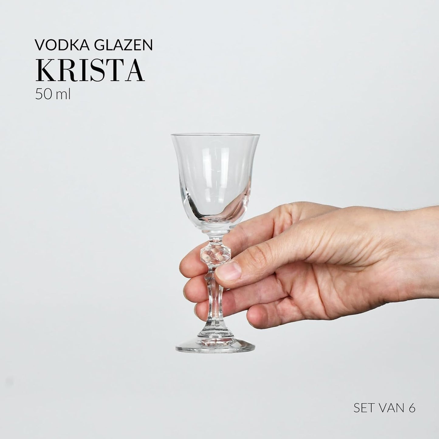 Krosno Vodka Shots Krista Collection Drinking Glasses, Set of 6, 50 ml, Cocktail Glasses, Liqueur Glass, Brandy Whisky Gin, Home Bar, Events and Kitchen, Dishwasher Safe Crystal Gift Set
