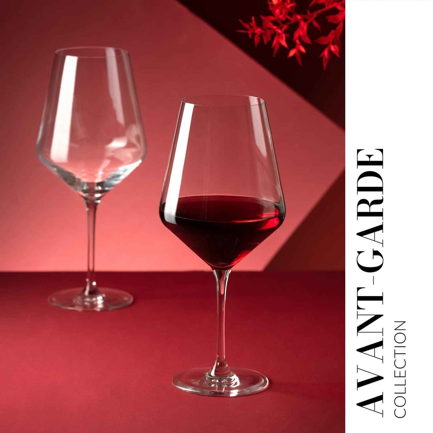Krosno Crystal Red Wine Glasses, Set of 4, 650 ml, Avant-Garde Collection, Ideal for Home, Restaurant and Receptions, Dishwasher Safe