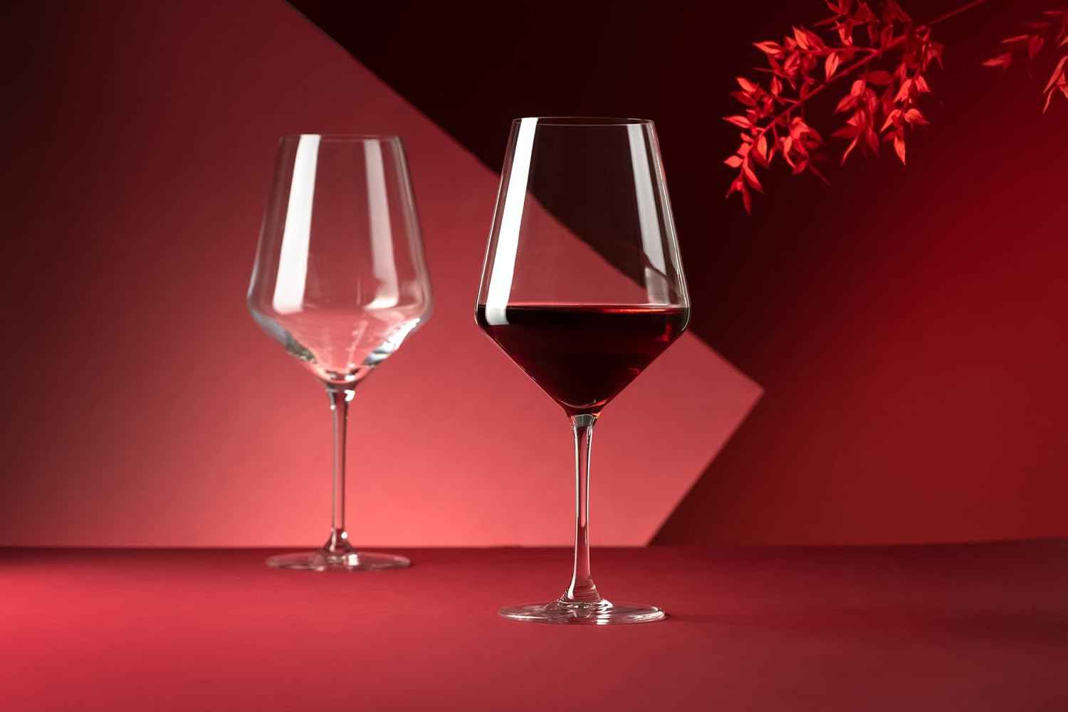 Krosno Crystal Red Wine Glasses, Set of 4, 650 ml, Avant-Garde Collection, Ideal for Home, Restaurant and Receptions, Dishwasher Safe