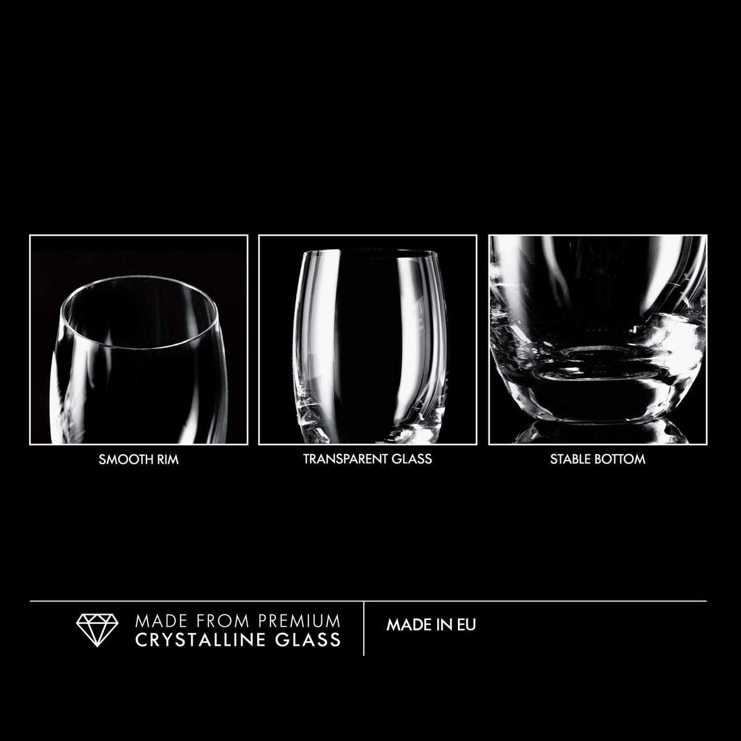KROSNO Water Juice Drinking Glasses | Set of 12 | 360ml | Elite Collection | Crystal Glass | Perfect for Home, Restaurants and Parties | Dishwasher Safe