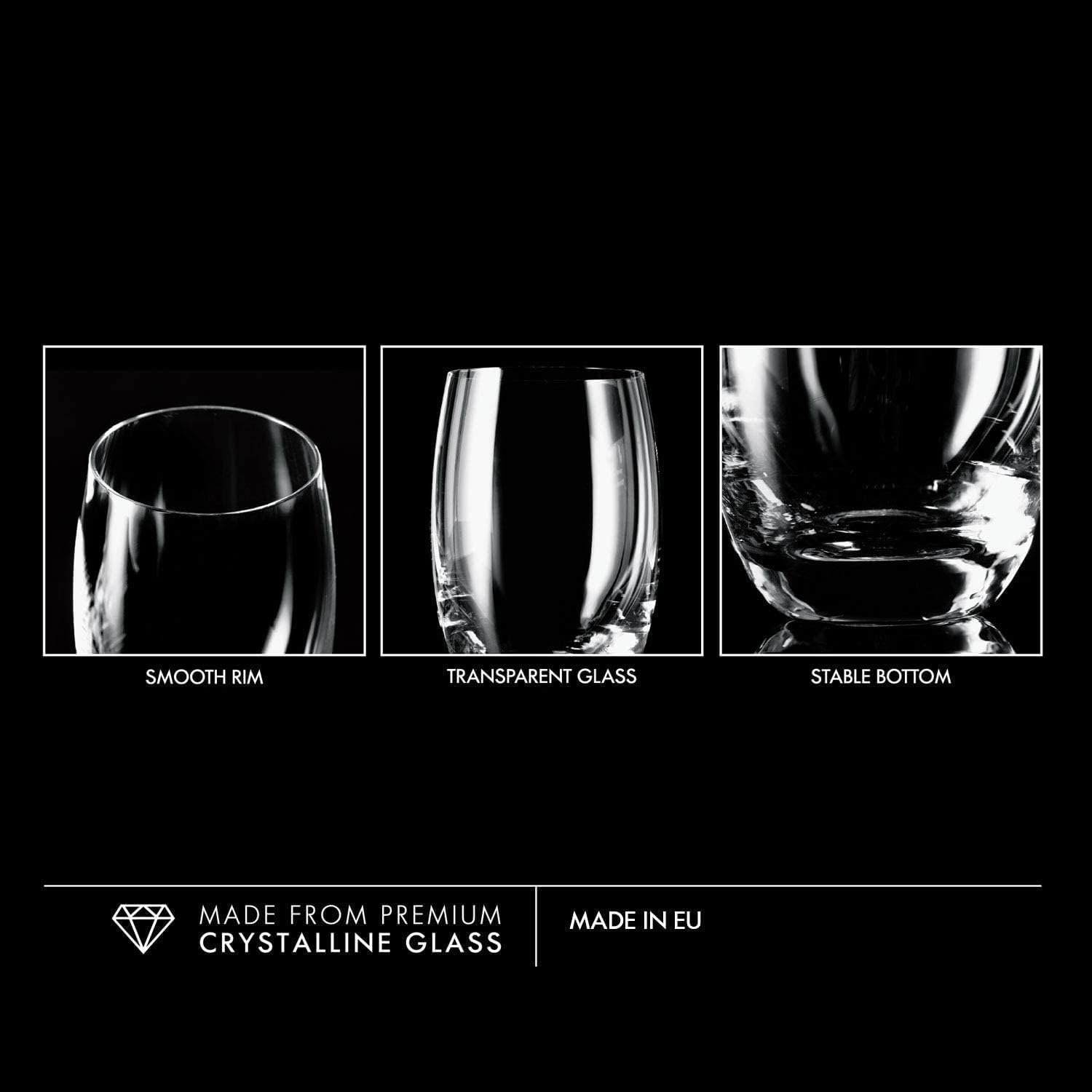 KROSNO Water Juice Drinking Glasses | Set of 12 | 360ml | Elite Collection | Crystal Glass | Perfect for Home, Restaurants and Parties | Dishwasher Safe