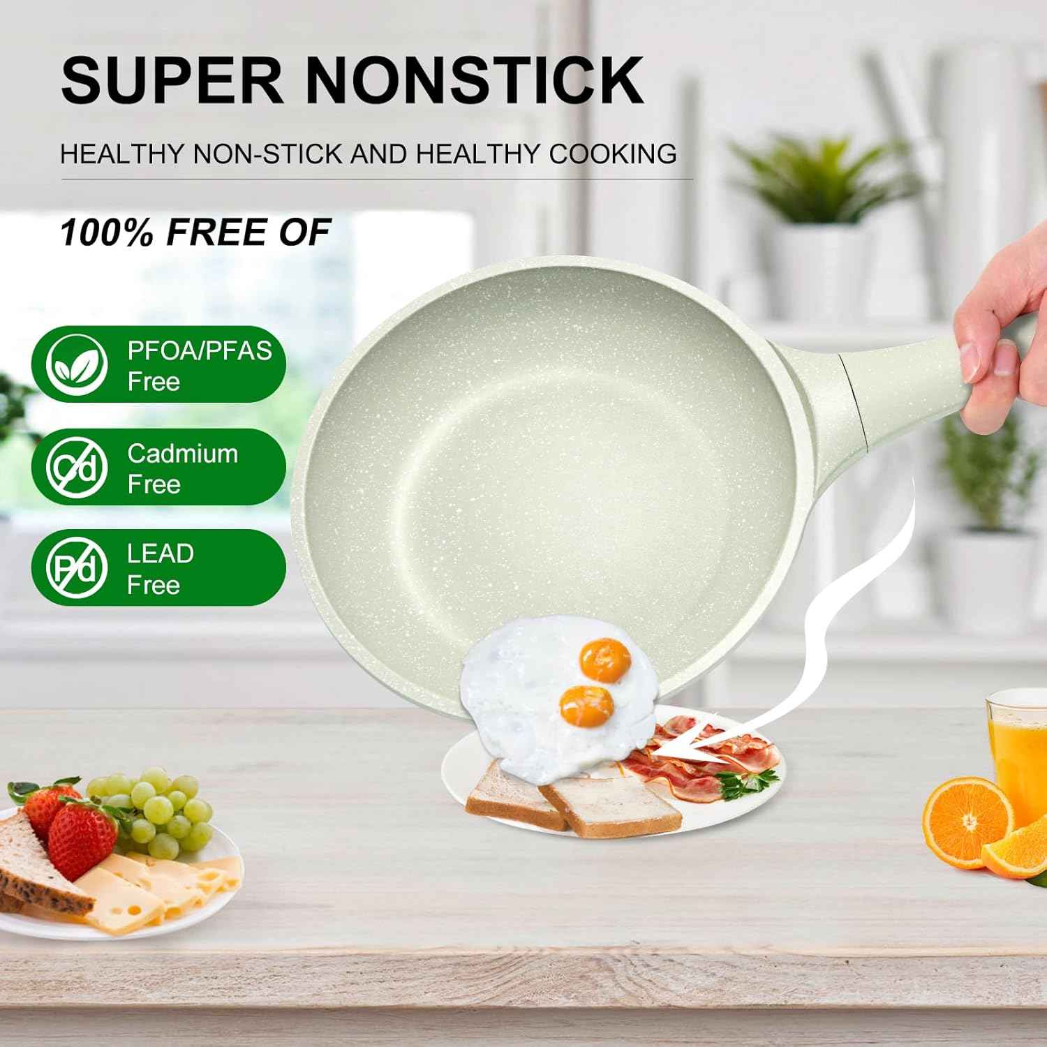 Non-Stick Frying Pan 20 cm with Lid  for Gas and Induction Cookers - The Silver Spoon