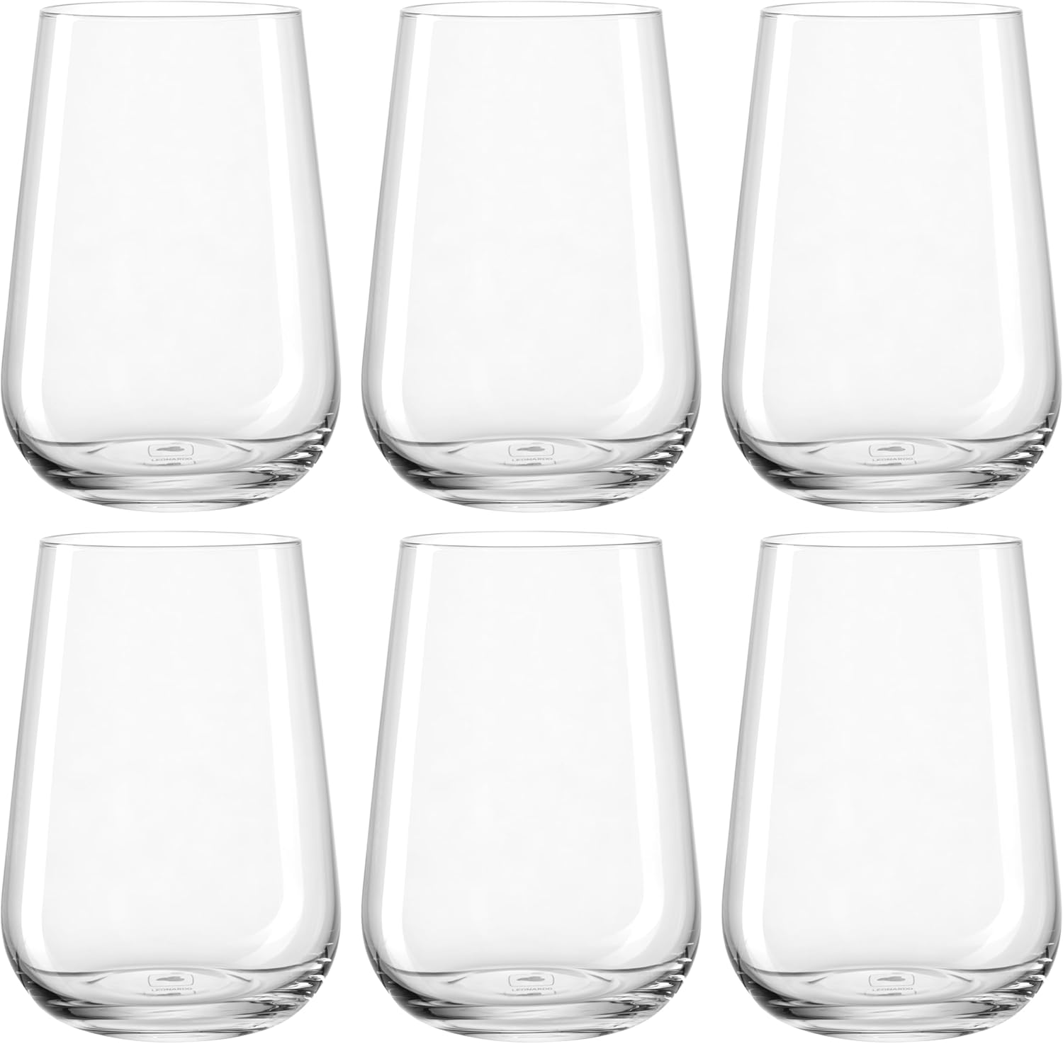 LEONARDO HOME 066312 Paladino Drinking Glasses, Set of 6, Dishwasher-Safe Glass Water Cups, Juice Glasses, 370 ml
