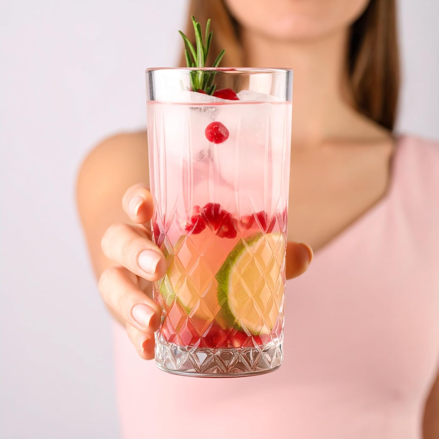 Glasmark KROSNO, 300 ml, Set of 6, Long Drink Glasses, Drinking Glasses, Highball Glasses, Water Glasses, Cocktail Glasses, Ideal for Home, Restaurant and Parties, Classic Shape