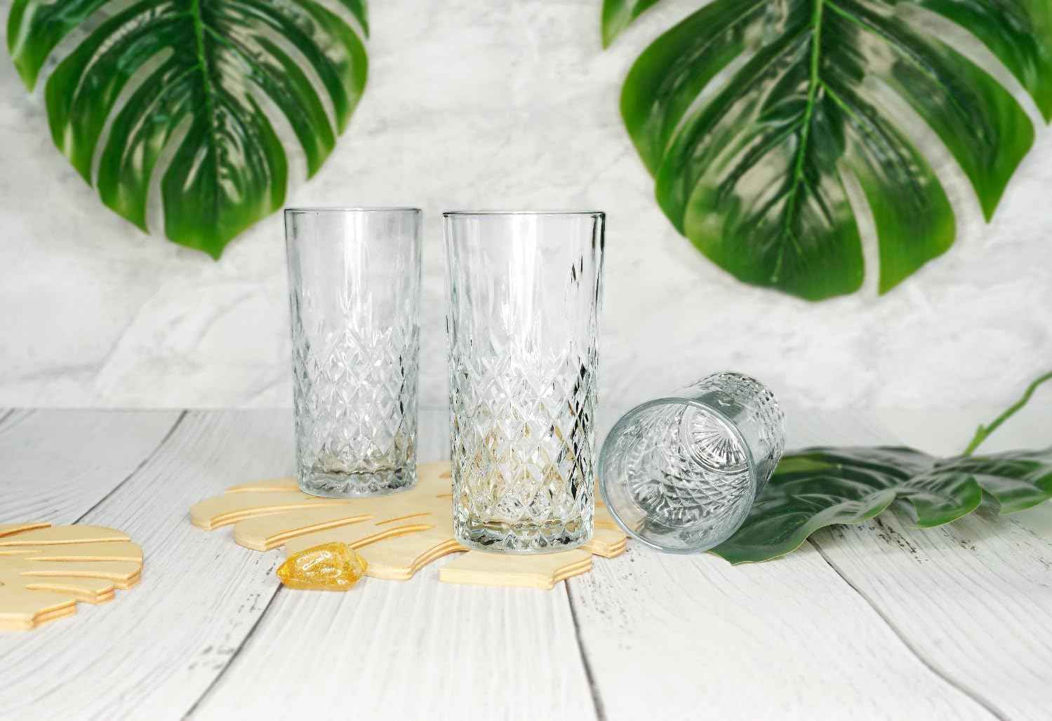 Glasmark Krosno Water Glasses Glass Drinking Glasses Set Long Drink Cocktail Gin Water Long Drink Glasses Cocktail Glasses Drinking Glass Water Glass Dishwasher Safe Transparent with Crystal Effect 4