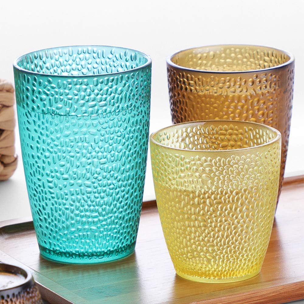 MINGZE Water Glass,Colored Shatterproof Stackable Reusable Transparent Plastic Drinking Cup Juice Glass Drinking Glass Wine Glass For Beer Cocktail For Home Restaurants Picnic Parties (9pcs 300ml)