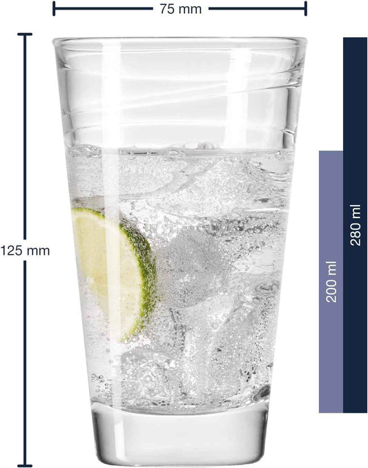 LEONARDO HOME Vario Struttura 019450 Drinking Glasses, Set of 6, Dishwasher Safe Water Glasses, Glass Cups with Pattern, Juice Glass, Drink Set, 280 ml
