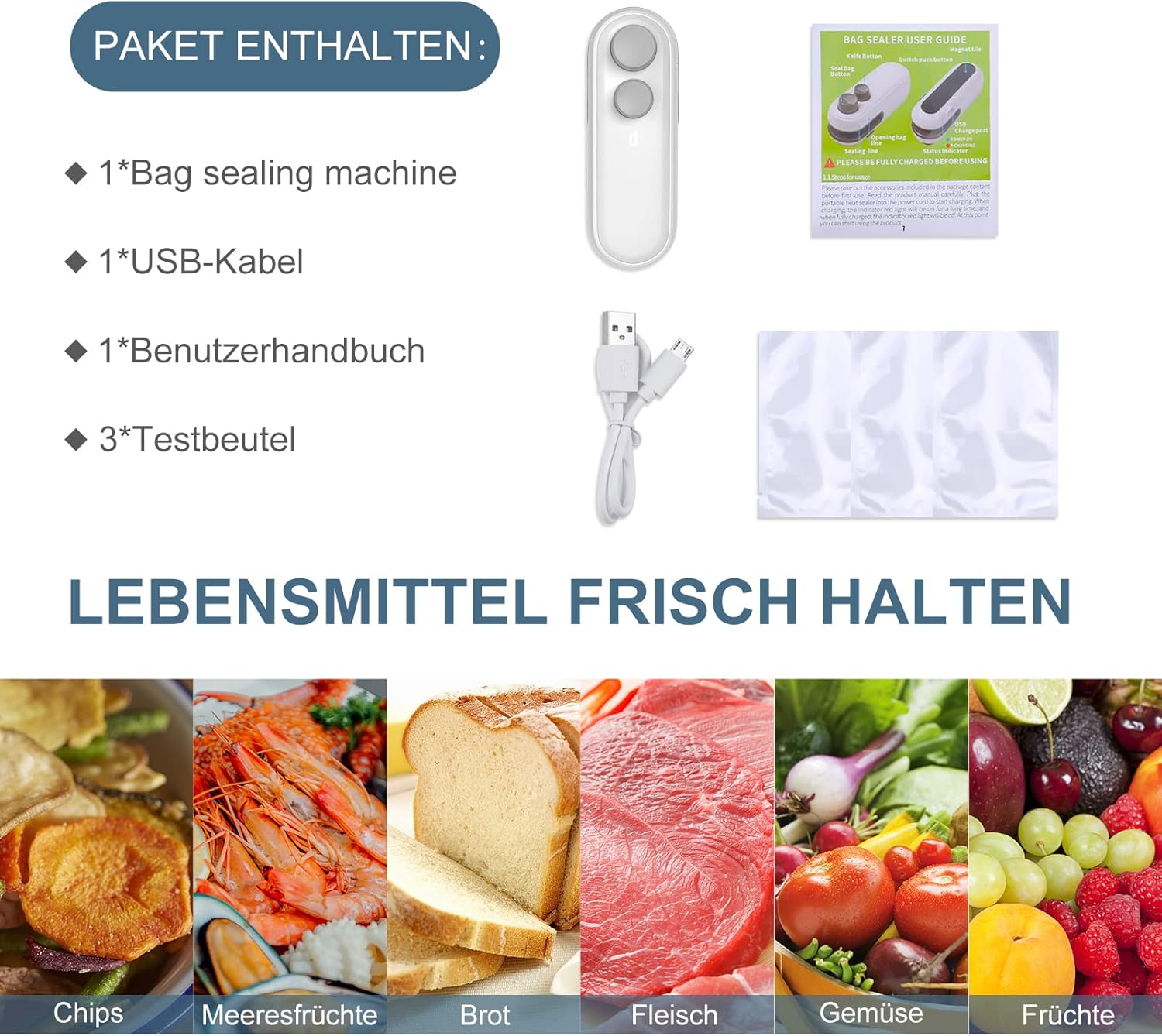 2 in 1 Rechargeable Bag Sealer with Cutter for Food Storage - The Silver Spoon