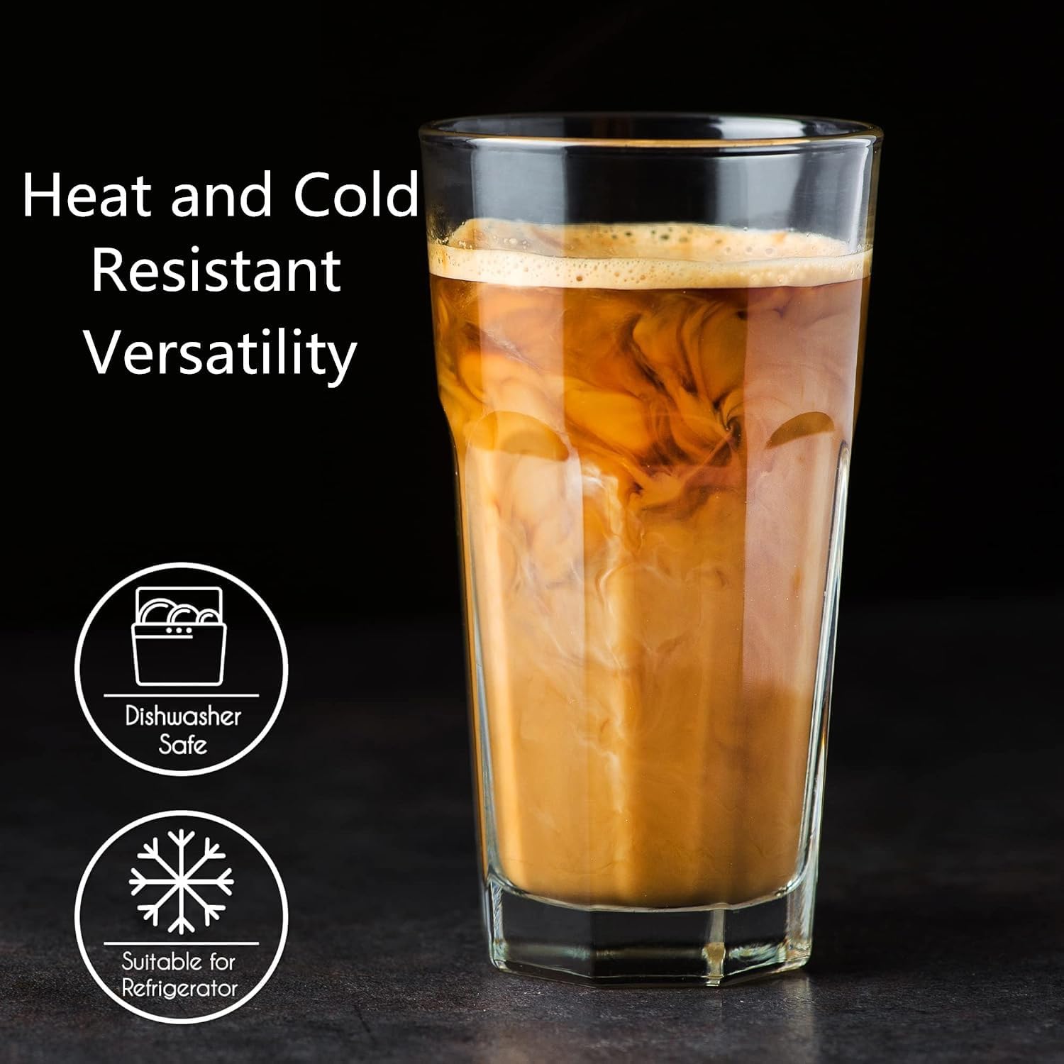 500 ml drinking glass, set of 6, transparent drinking glasses for daily use, sturdy high pint glasses for highball drinking
