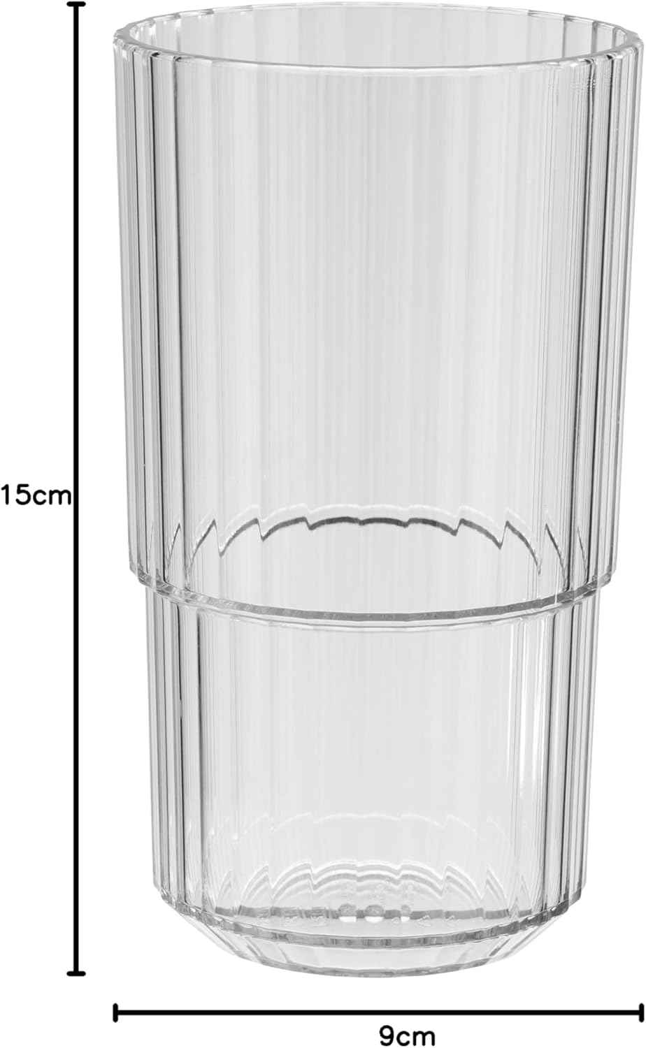Buddy's Bar Drinking Glasses, Set of 6, High-Quality 0.5 Litre Tritan Plastic Drinking Glasses, BPA-Free, Stackable, Shatterproof, Reusable and Dishwasher Safe, 500 ml