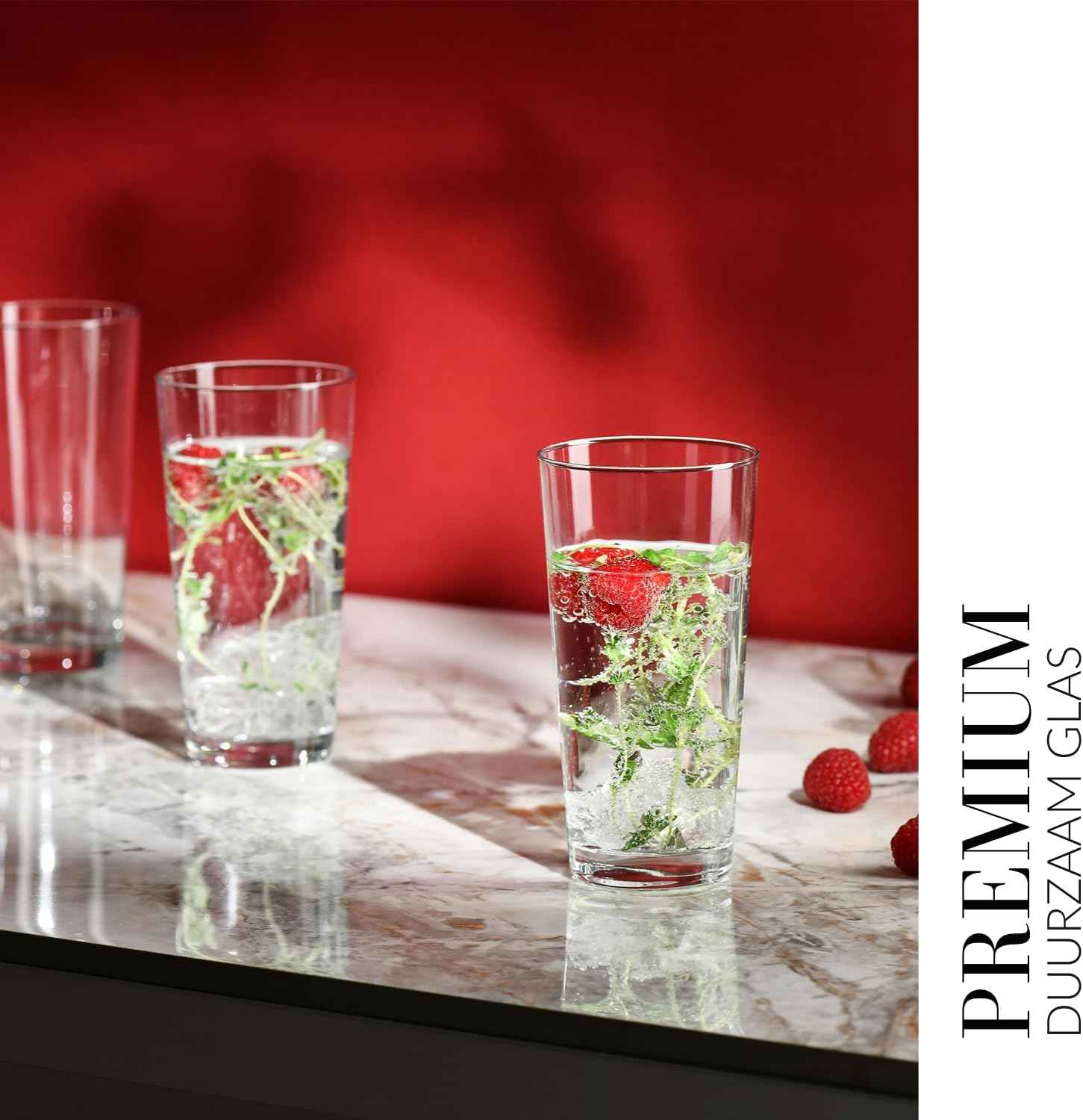 KROSNO Water Juice Drinking Glasses | Set of 6 | 380ml | Pure Collection | Crystal Glass | Perfect for Home, Restaurants and Parties | Dishwasher Safe