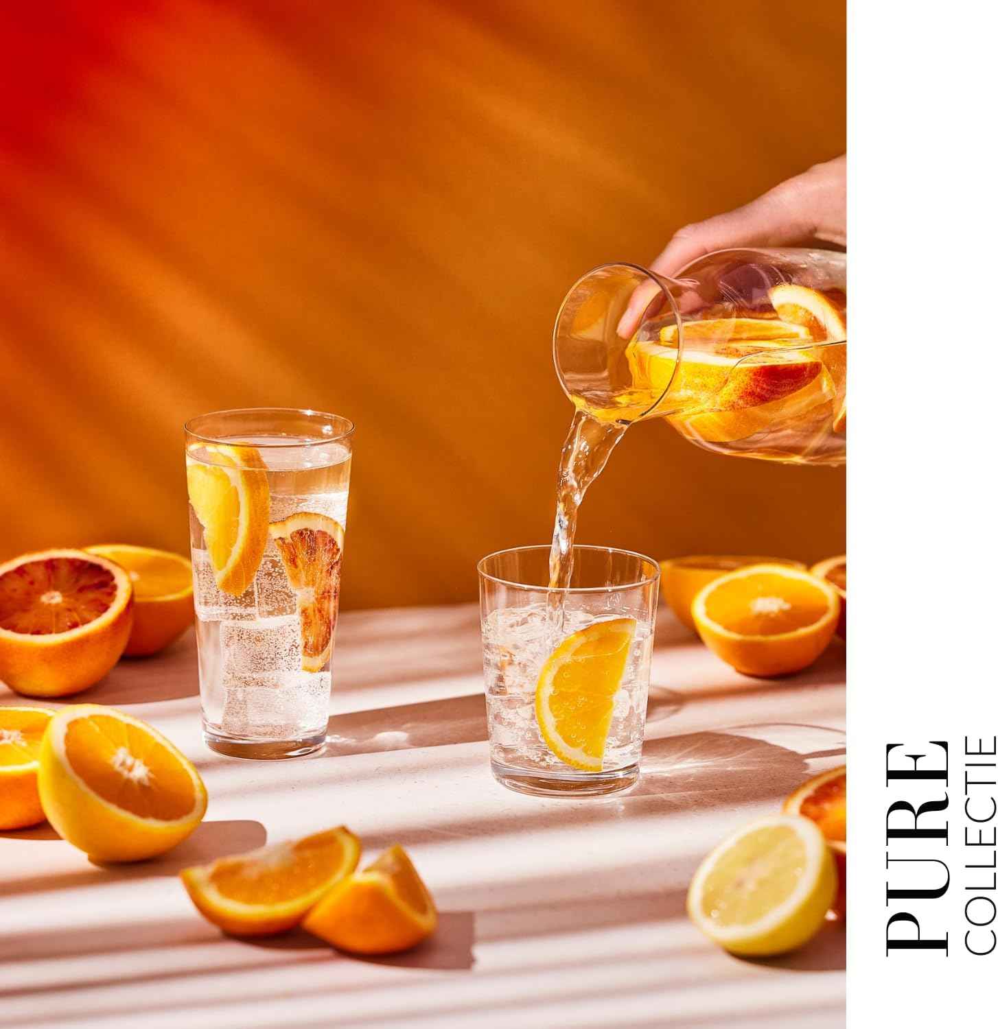 KROSNO Water Juice Drinking Glasses | Set of 6 | 380ml | Pure Collection | Crystal Glass | Perfect for Home, Restaurants and Parties | Dishwasher Safe