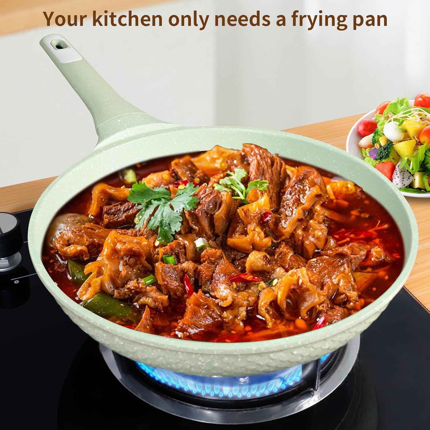 Non-Stick Frying Pan 20 cm with Lid  for Gas and Induction Cookers - The Silver Spoon