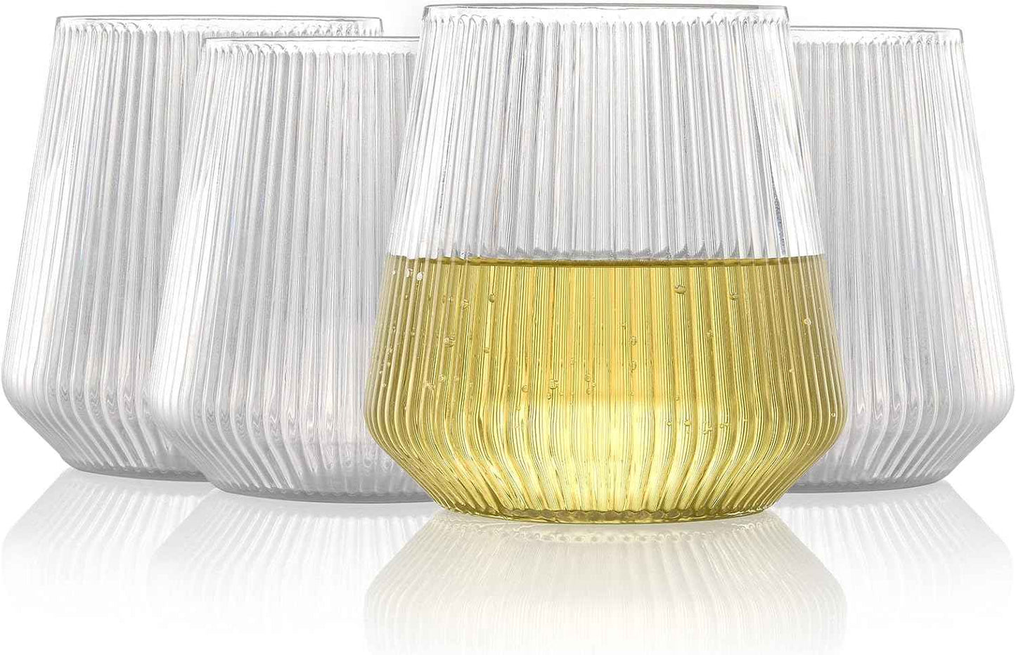 hotder Tritan Plastic Wine Glasses 340 ml Water Glasses Drinking Glasses Juice Glasses Set of 4 Plastic Wine Glasses Dishwasher Safe Perfect for Home, Camping, Party, BPA Free, Vertical