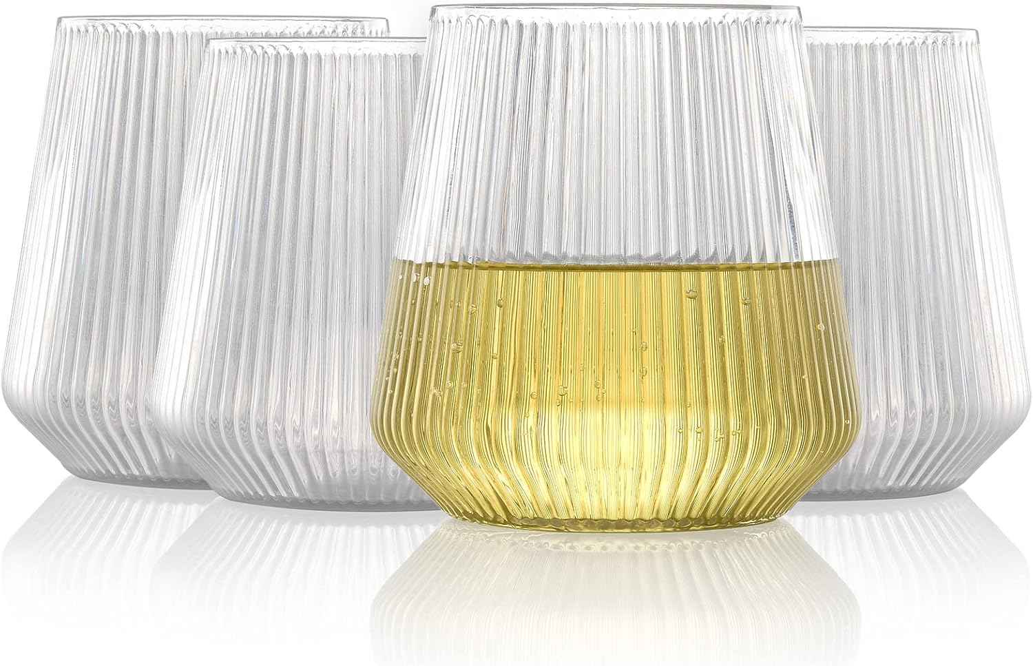hotder Tritan Plastic Wine Glasses 340 ml Water Glasses Drinking Glasses Juice Glasses Set of 4 Plastic Wine Glasses Dishwasher Safe Perfect for Home, Camping, Party, BPA Free, Vertical
