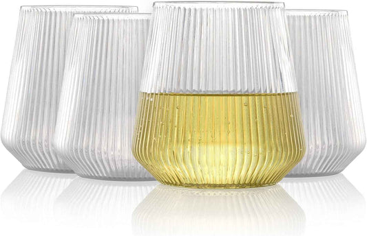 hotder Tritan Plastic Wine Glasses 340 ml Water Glasses Drinking Glasses Juice Glasses Set of 4 Plastic Wine Glasses Dishwasher Safe Perfect for Home, Camping, Party, BPA Free, Vertical
