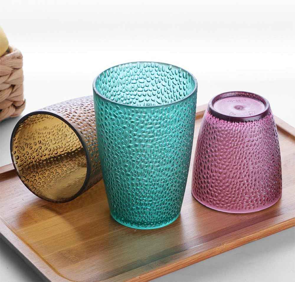 MINGZE Water Glass,Colored Shatterproof Stackable Reusable Transparent Plastic Drinking Cup Juice Glass Drinking Glass Wine Glass For Beer Cocktail For Home Restaurants Picnic Parties (9pcs 300ml)