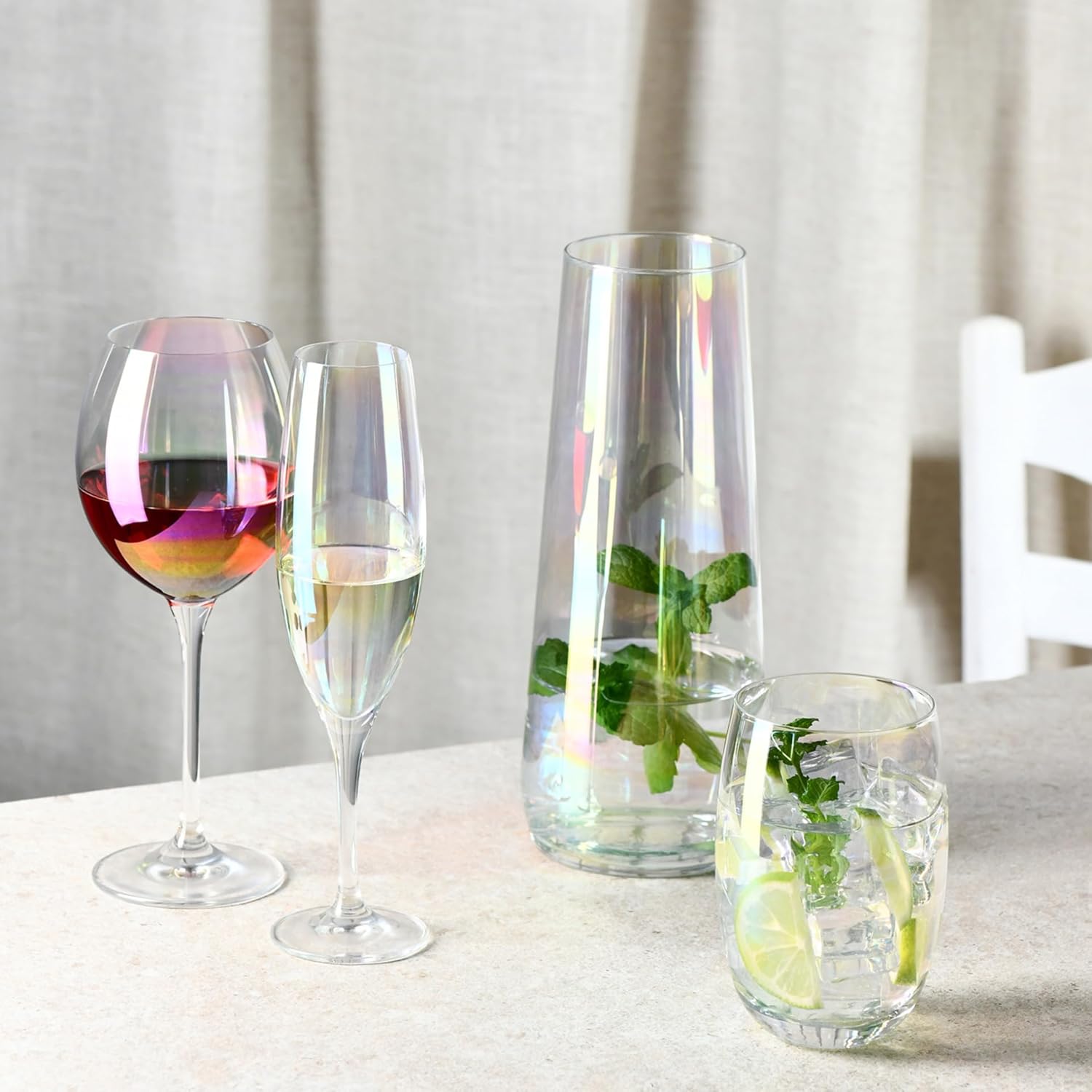 Krosno Rainbow Glasses for Drinks, 360 ml, Set of 6, High Quality Colored Glass, Modern and Stylish Design, Ideal for Water, Juices and Cocktails, Made in Europe