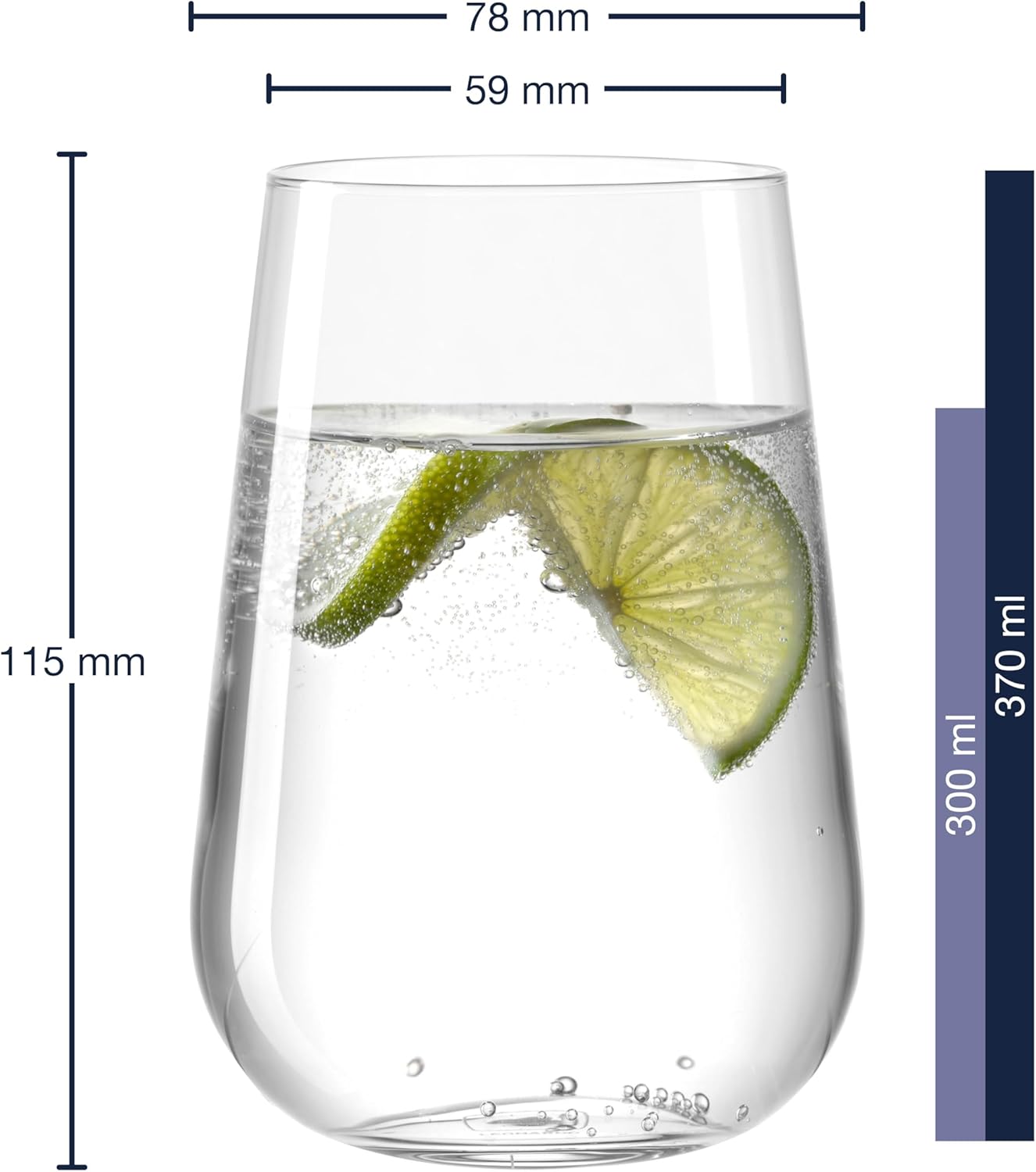 LEONARDO HOME 066312 Paladino Drinking Glasses, Set of 6, Dishwasher-Safe Glass Water Cups, Juice Glasses, 370 ml