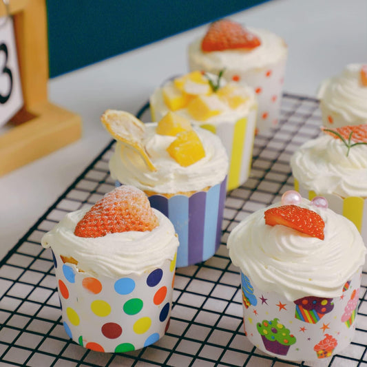 100pcs Mixed Colorful Paper Cake Liners for Cupcakes and Muffins - The Silver Spoon