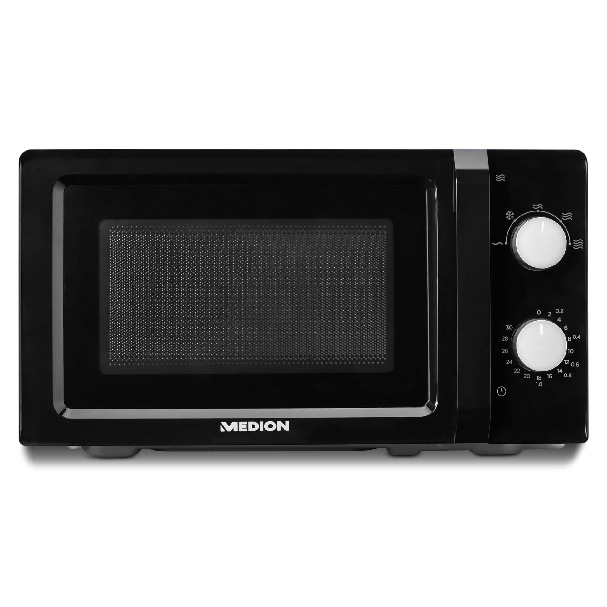 MEDION Microwave oven (wood look, 20 litres, 700 watts, mirror door, 5 power modes, defrost function, timer, MD10596) white