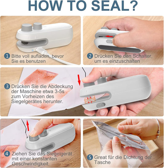 2 in 1 Rechargeable Bag Sealer with Cutter for Food Storage - The Silver Spoon