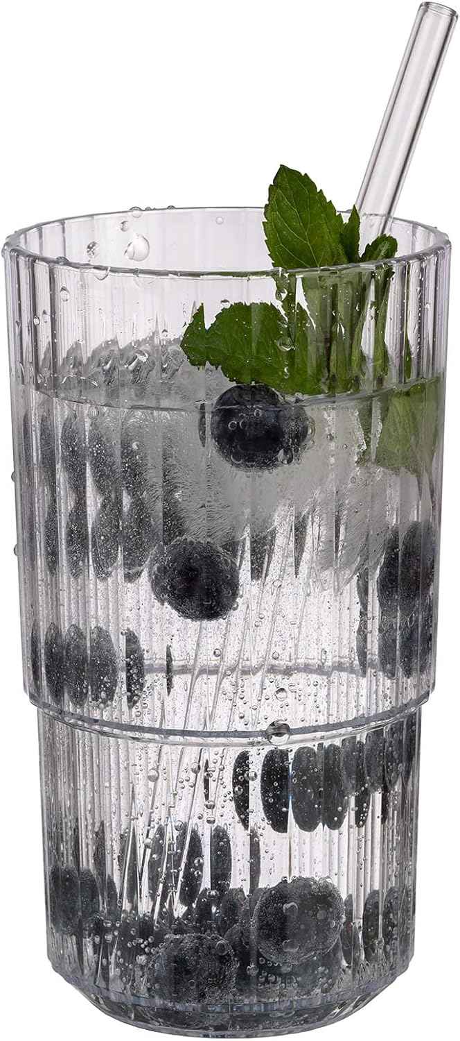 Buddy's Bar Drinking Glasses, Set of 6, High-Quality 0.5 Litre Tritan Plastic Drinking Glasses, BPA-Free, Stackable, Shatterproof, Reusable and Dishwasher Safe, 500 ml