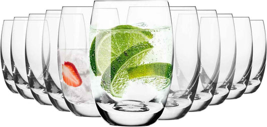 KROSNO Water Juice Drinking Glasses | Set of 12 | 360ml | Elite Collection | Crystal Glass | Perfect for Home, Restaurants and Parties | Dishwasher Safe