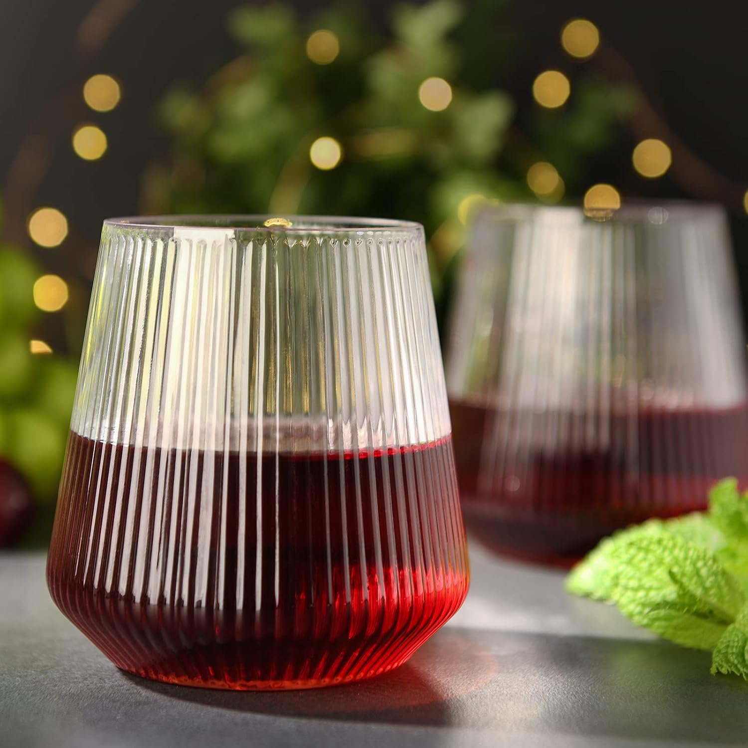 hotder Tritan Plastic Wine Glasses 340 ml Water Glasses Drinking Glasses Juice Glasses Set of 4 Plastic Wine Glasses Dishwasher Safe Perfect for Home, Camping, Party, BPA Free, Vertical