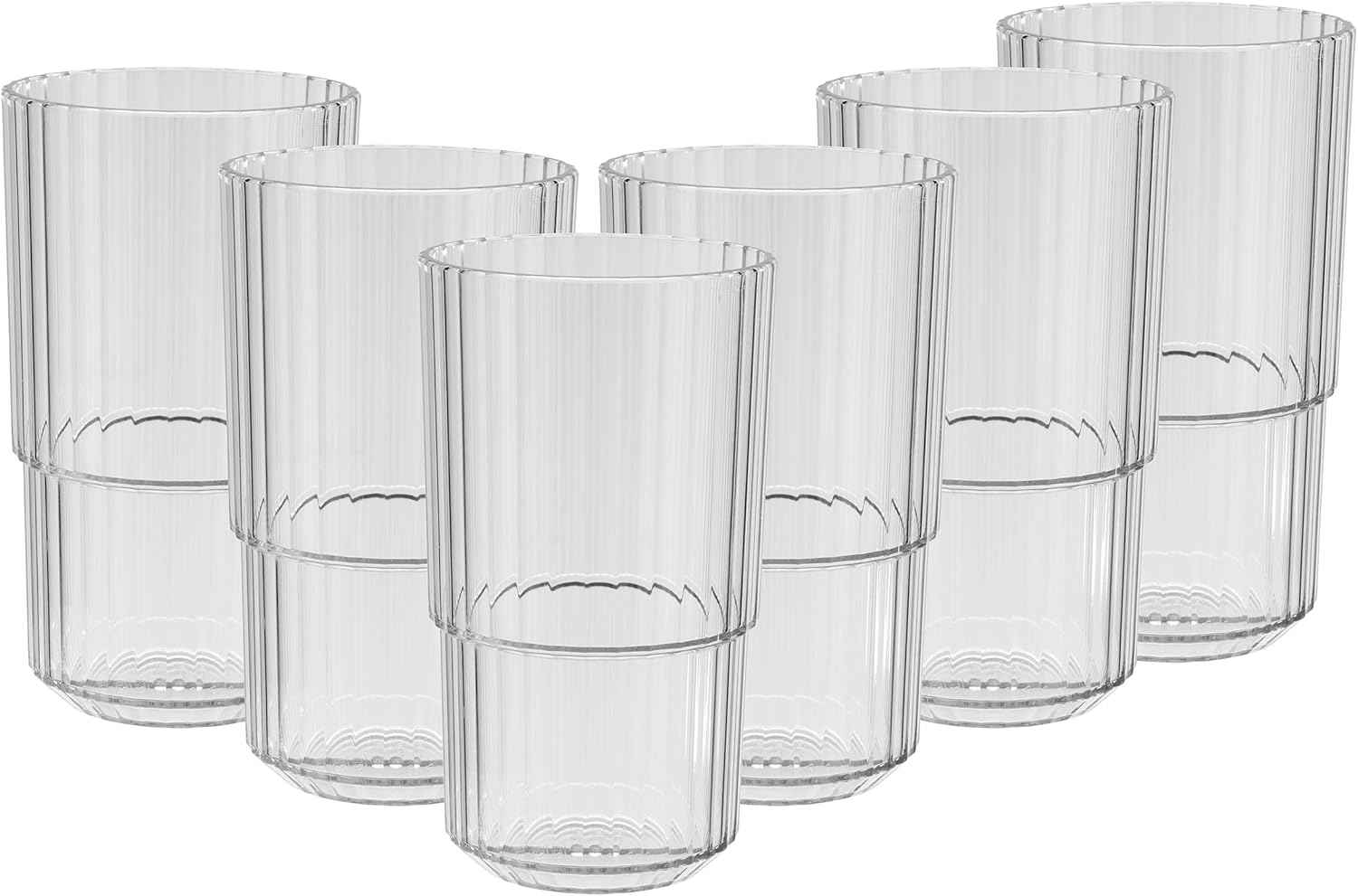 Buddy's Bar Drinking Glasses, Set of 6, High-Quality 0.5 Litre Tritan Plastic Drinking Glasses, BPA-Free, Stackable, Shatterproof, Reusable and Dishwasher Safe, 500 ml