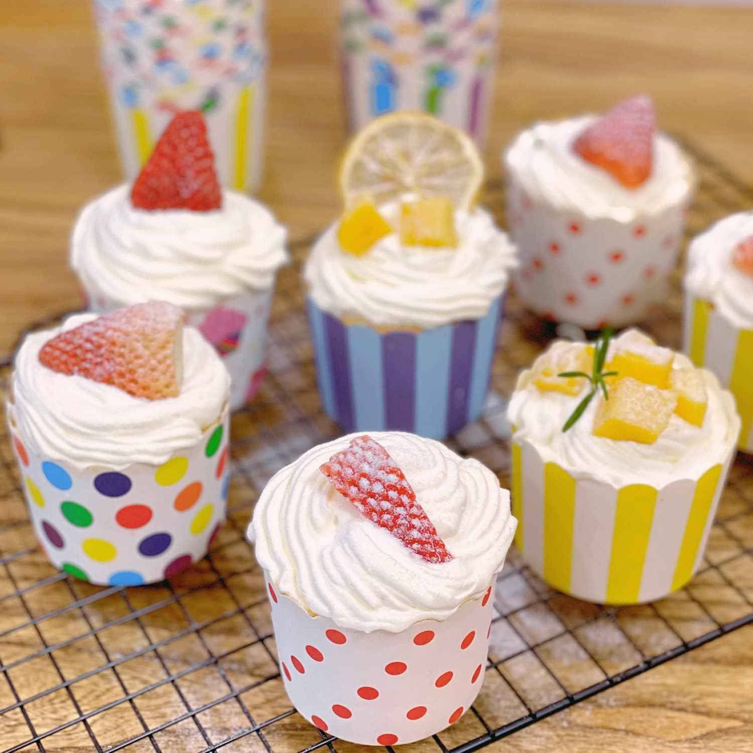 100pcs Mixed Colorful Paper Cake Liners for Cupcakes and Muffins - The Silver Spoon