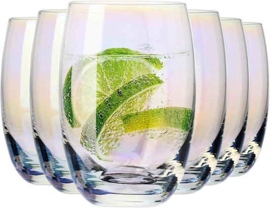 Krosno Rainbow Glasses for Drinks, 360 ml, Set of 6, High Quality Colored Glass, Modern and Stylish Design, Ideal for Water, Juices and Cocktails, Made in Europe