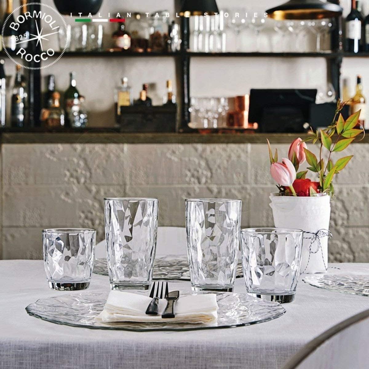 Bormioli Rocco 350200 Diamond Trasparente Water Glass, 305 ml, Glass, Transparent, Pack of 6