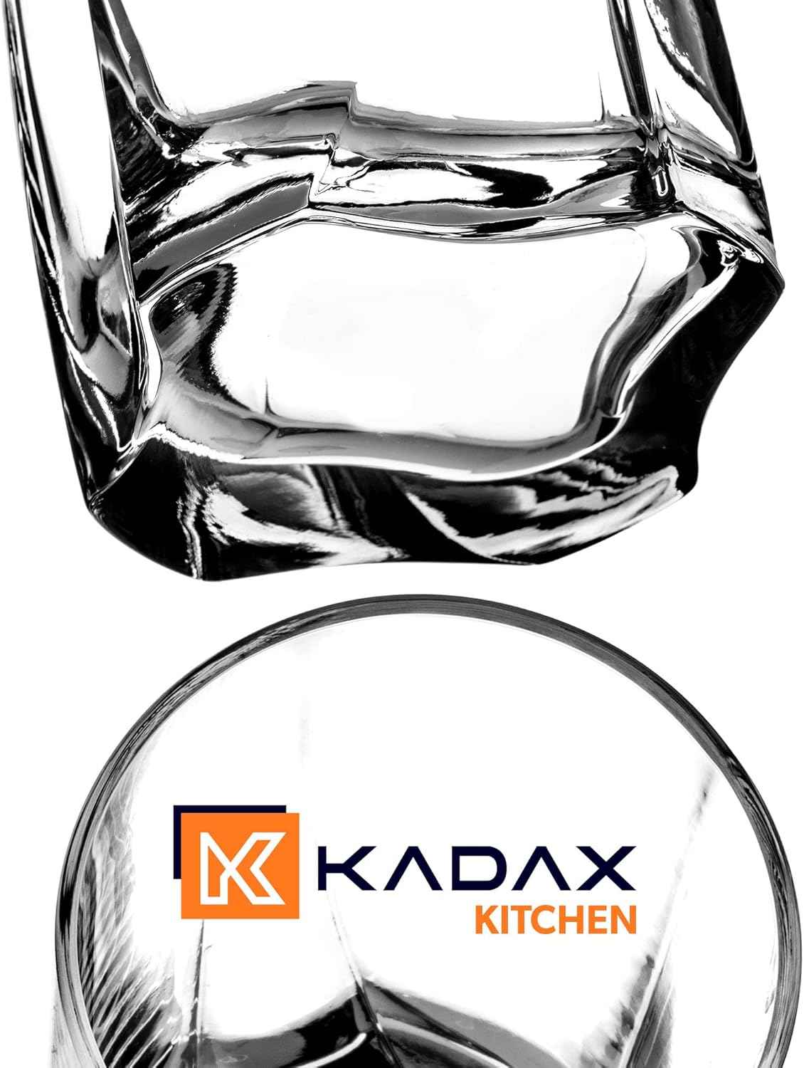 KADAX Premium Glass Drinking Glasses, Set of 6 Water Glasses, Thick-walled Juice Glasses, Ribbed Glasses for Water, Drinks, Juice, Party, Cocktail Glasses, Drink Glasses (High, 380 ml)