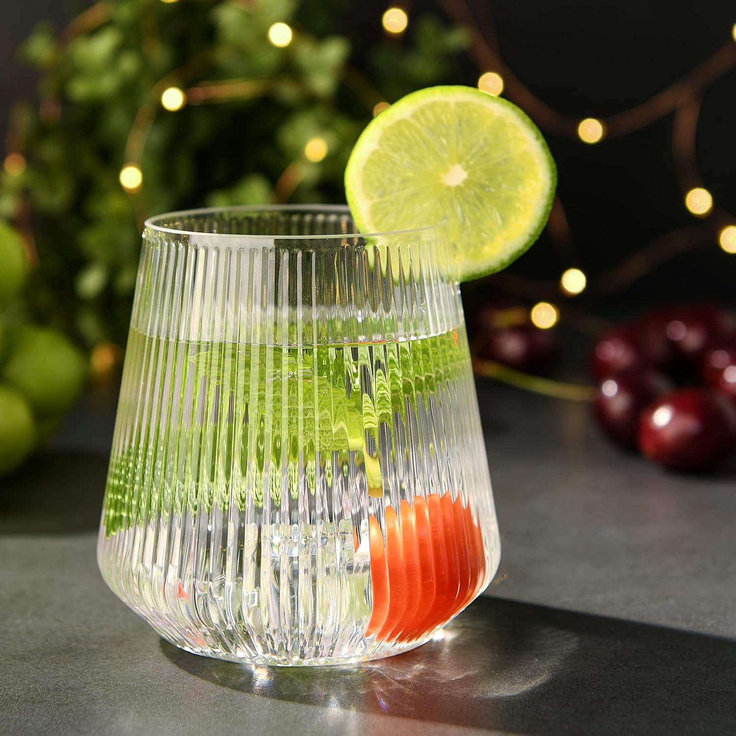 hotder Tritan Plastic Wine Glasses 340 ml Water Glasses Drinking Glasses Juice Glasses Set of 4 Plastic Wine Glasses Dishwasher Safe Perfect for Home, Camping, Party, BPA Free, Vertical
