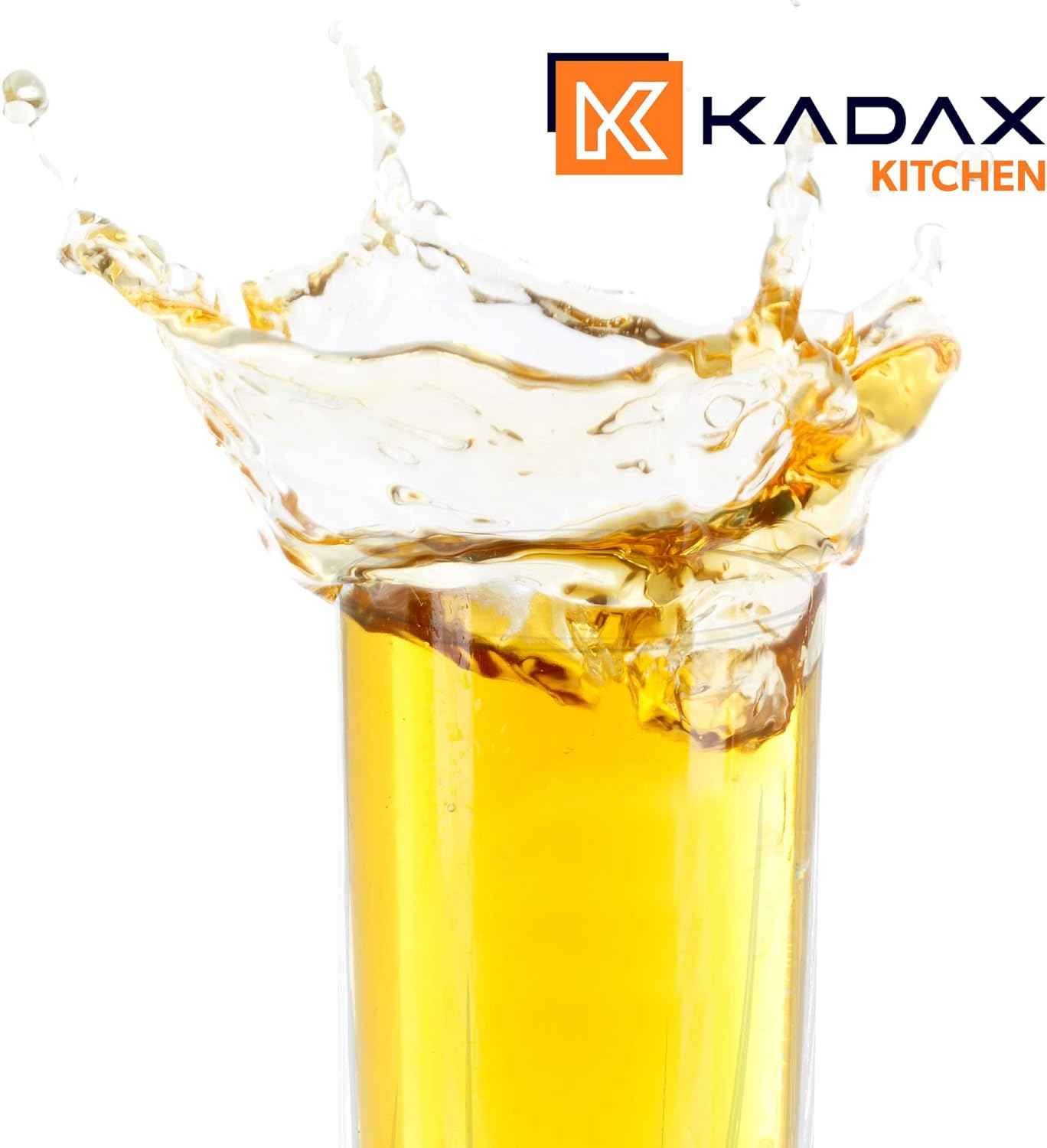 KADAX Premium Glass Drinking Glasses, Set of 6 Water Glasses, Thick-walled Juice Glasses, Ribbed Glasses for Water, Drinks, Juice, Party, Cocktail Glasses, Drink Glasses (High, 380 ml)