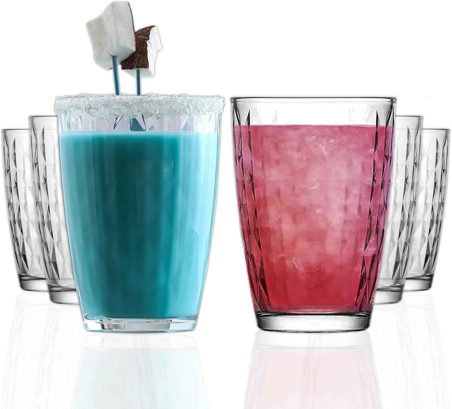 LAV Water Glasses, Set of 6, 415 ml, 100% Lead-free, Drinking Glass, Water Glass, Dishwasher Safe, Juice Glasses, Drinking Glasses