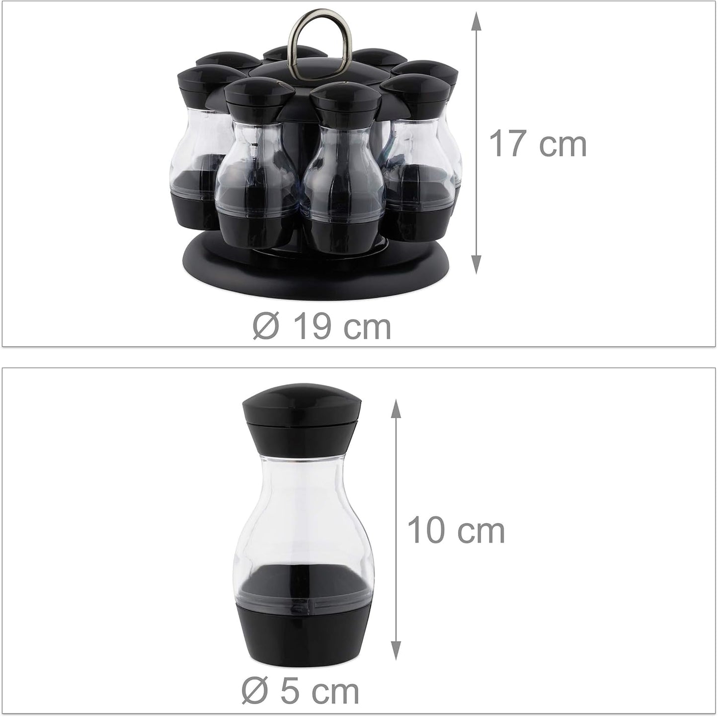 Spice Carousel with Jars - 8 Rotatable Spice Jars - The Silver Spoon