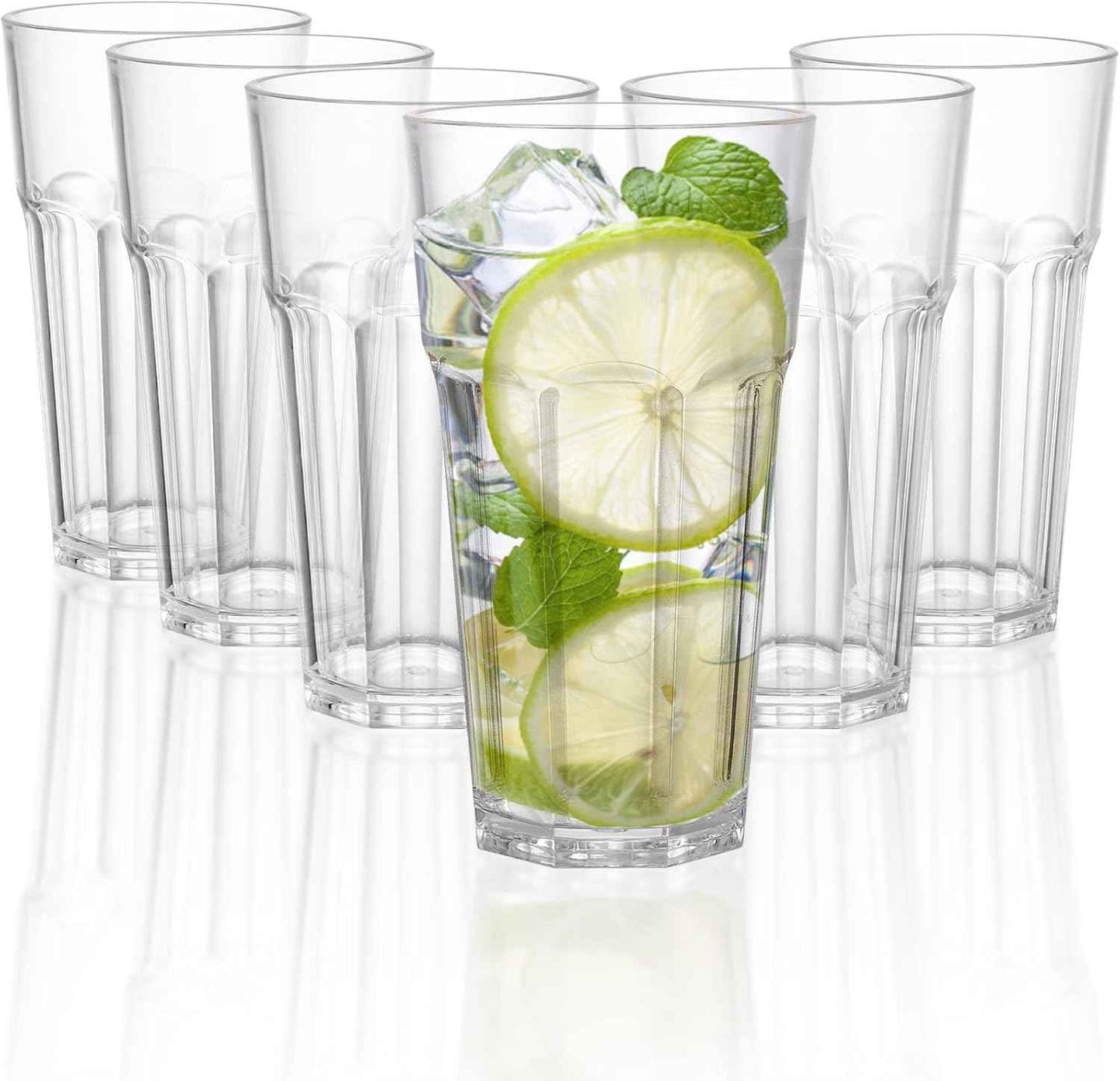 500 ml drinking glass, set of 6, transparent drinking glasses for daily use, sturdy high pint glasses for highball drinking