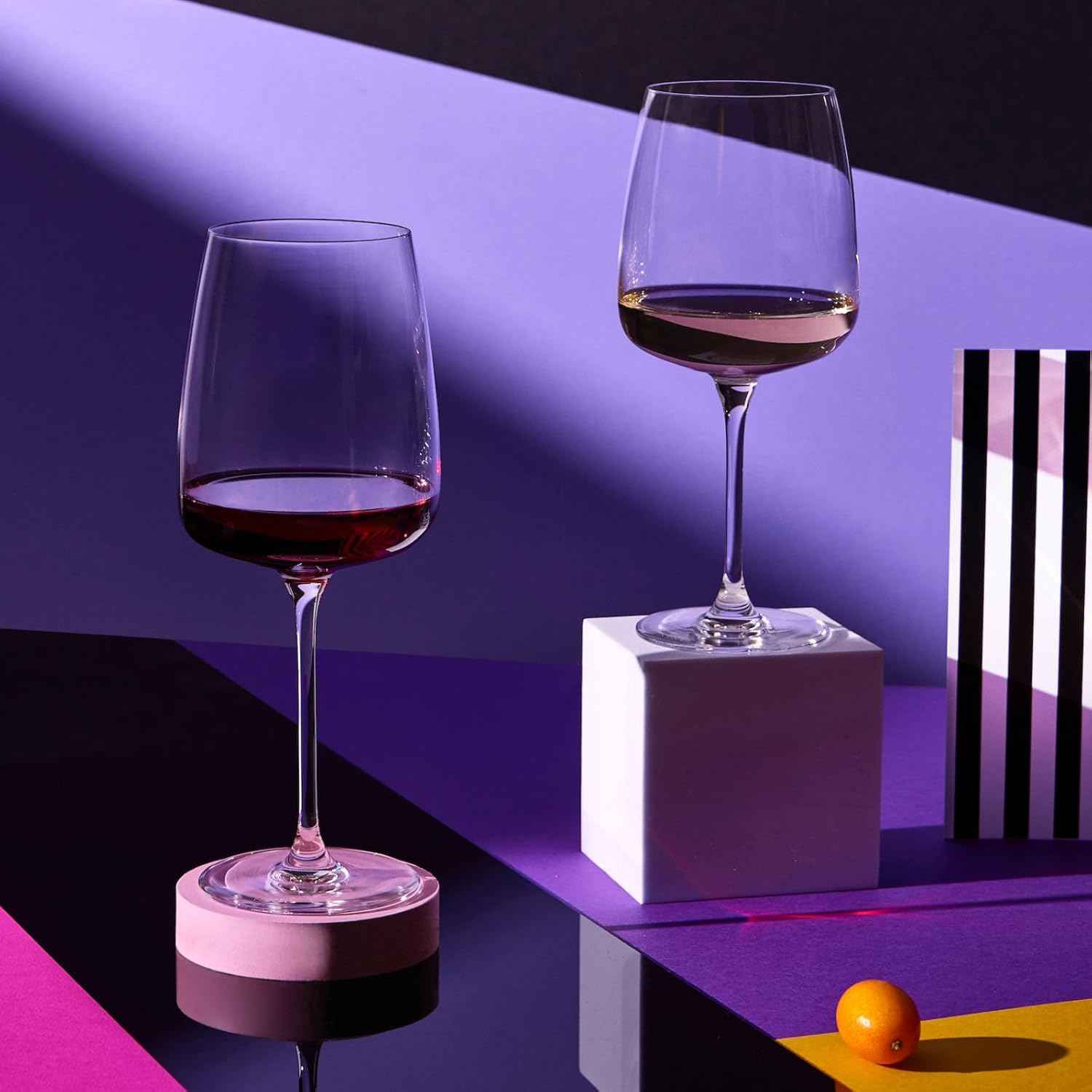 Krosno Red Wine Glasses Set of 4 600 ml Modern Collection Drinking Glasses Wedding Gift Perfect for Home, Restaurant and Kitchen, Dishwasher Safe