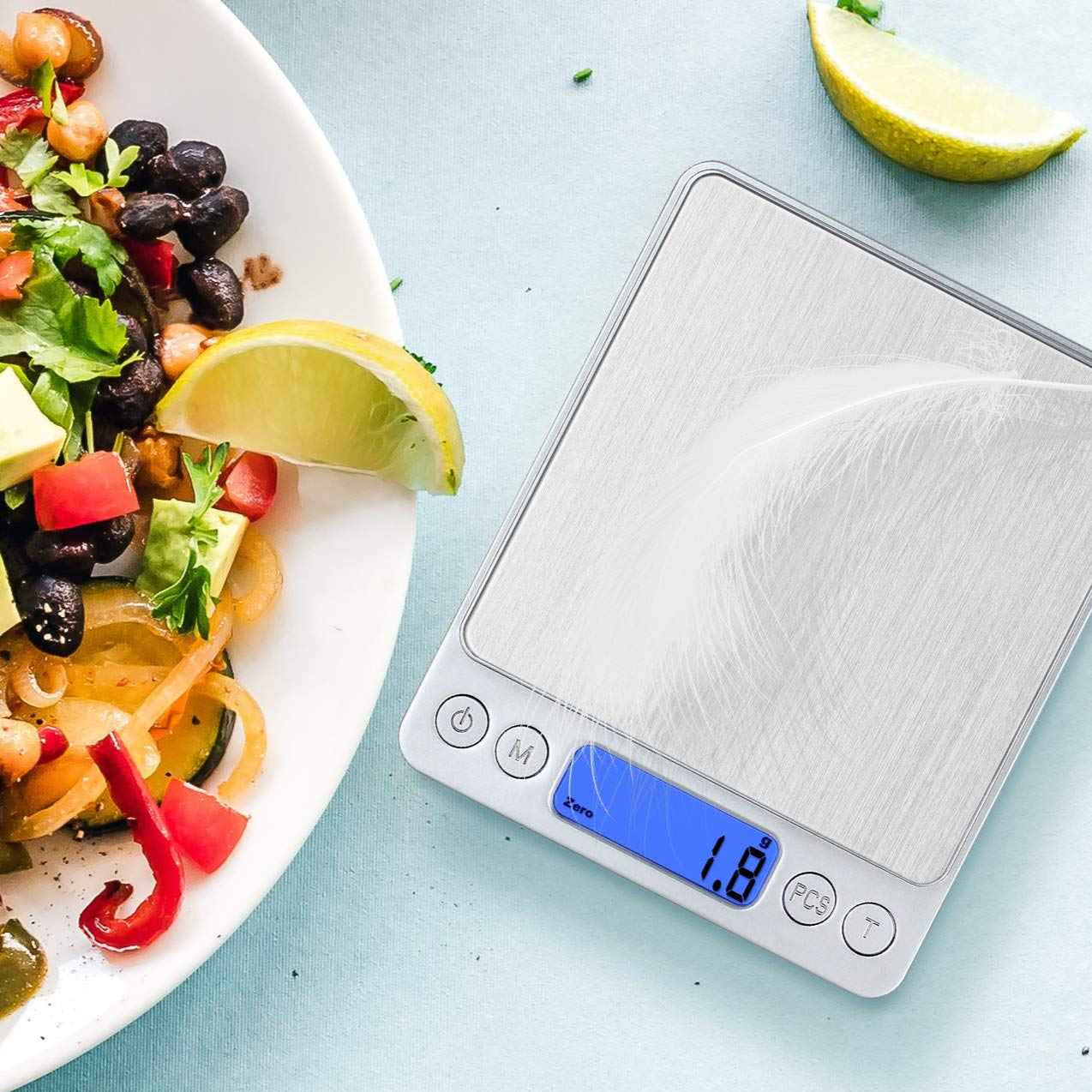Digital Kitchen Scale, USB Rechargeable 3kg/0.1g - The Silver Spoon