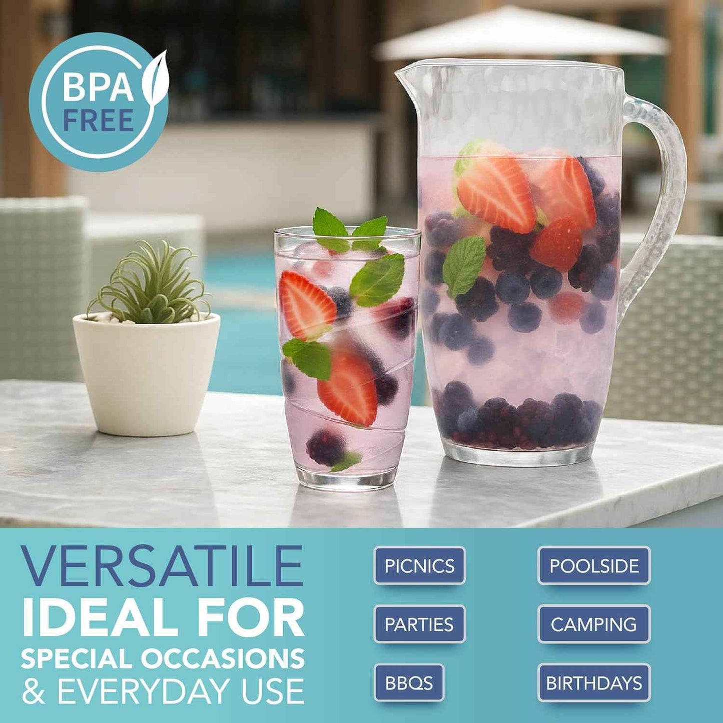 HEFTMAN Acrylic Plastic Drinking Glasses, 10-550 ml with Swirl Design, Stackable Reusable Plastic Glasses for Garden, Picnic, Camping, Barbecue, Parties or Daily Use (Transparent)