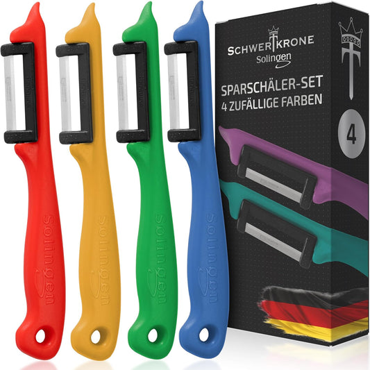 SCHWERTKRONE Solingen Set of 4 Pendulum Peelers: Peel potatoes, vegetables, asparagus, cucumbers and more with ease - Fruit peeler, Vegetable Peeler