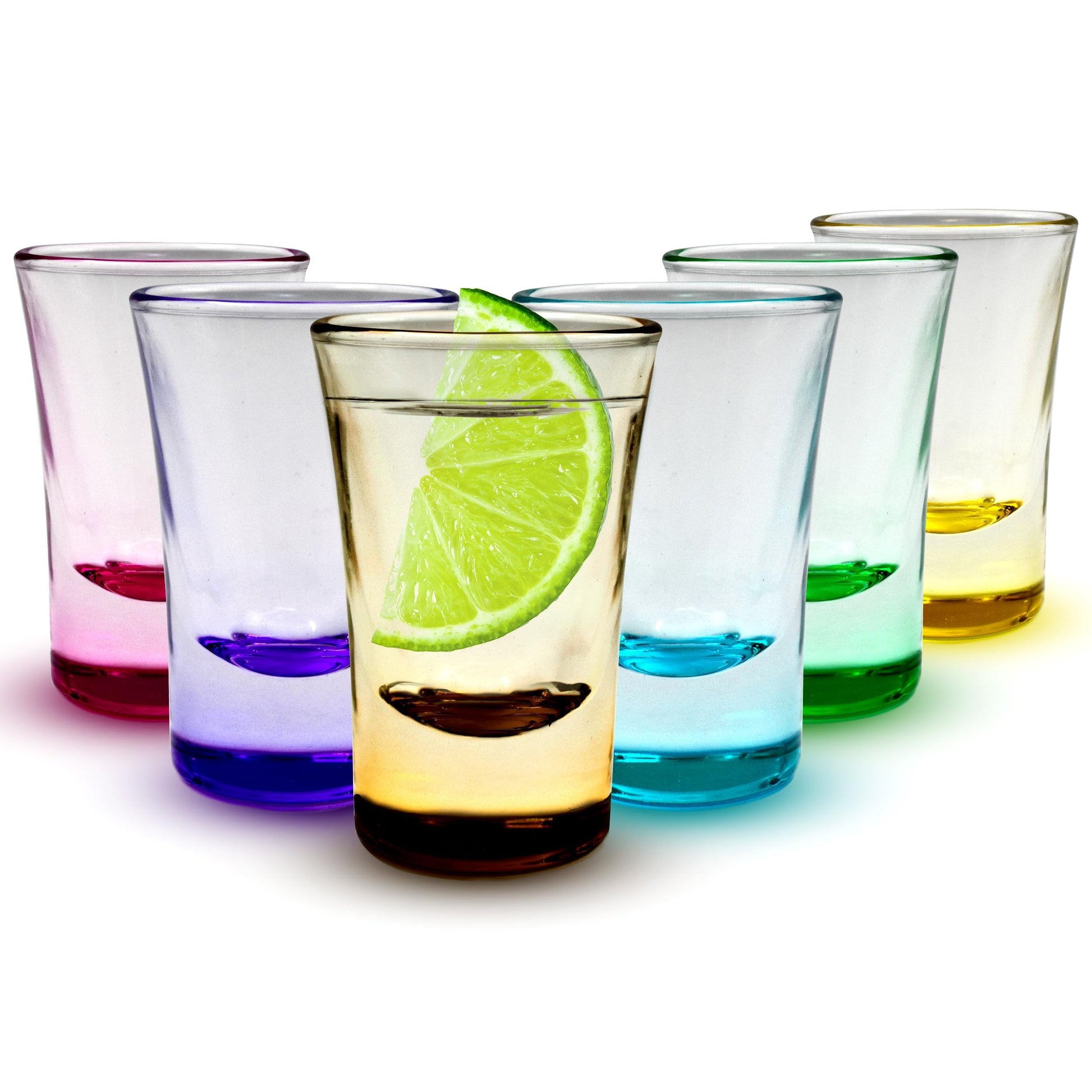 volila Colored Shot Glasses - Set of 6 Shot Glasses with Heavy Bottom of 50ml - Small Shot Glasses for Hunter Bomb Shots, Jello Shots, Tequila Shot Glasses and Bar Glassware Drinking Shots