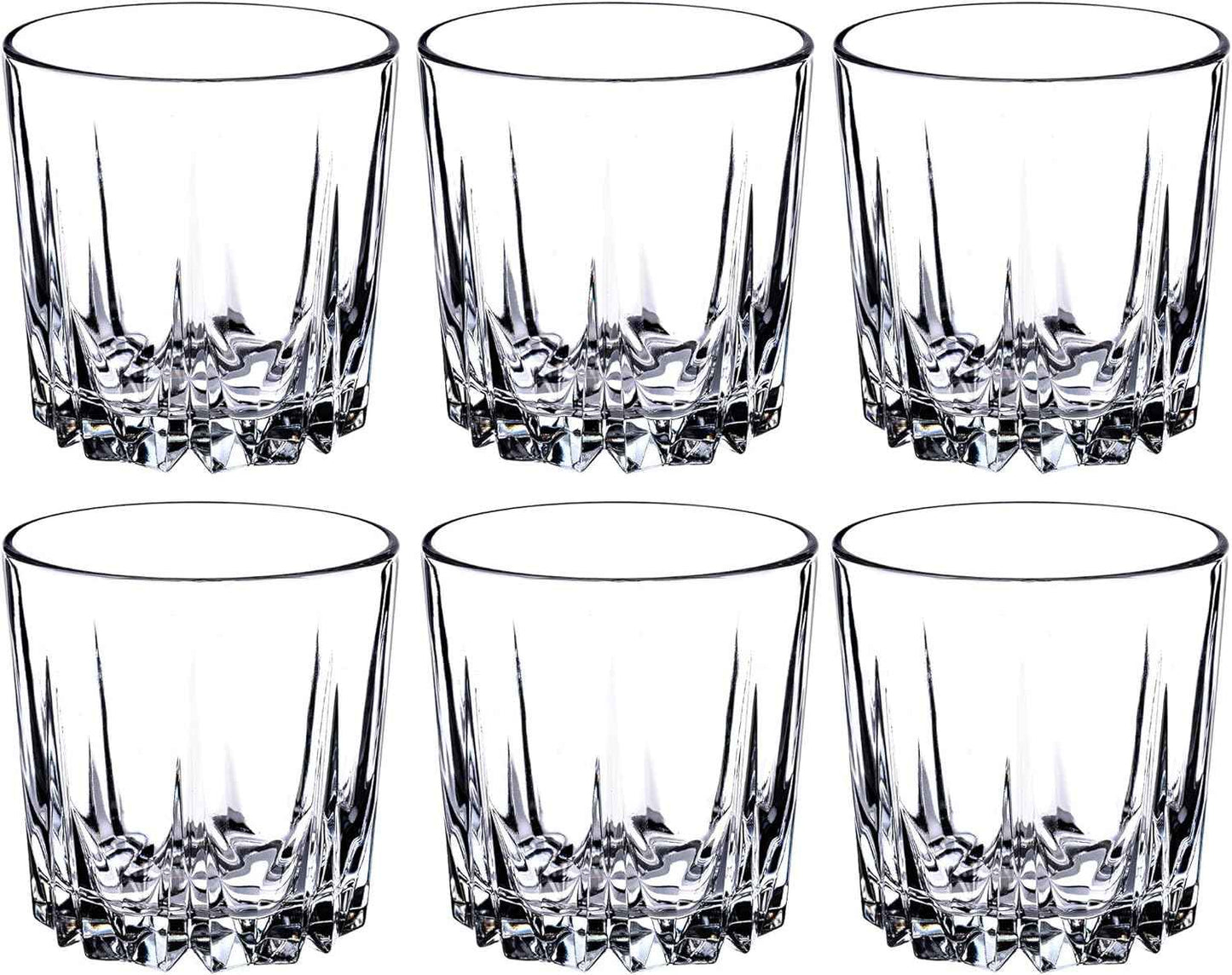 KADAX Premium Glass Drinking Glasses, Set of 6 Water Glasses, Thick-walled Juice Glasses, Ribbed Glasses for Water, Drink, Juice, Party, Cocktail Glasses, Drink Glasses (Low, 300 ml)