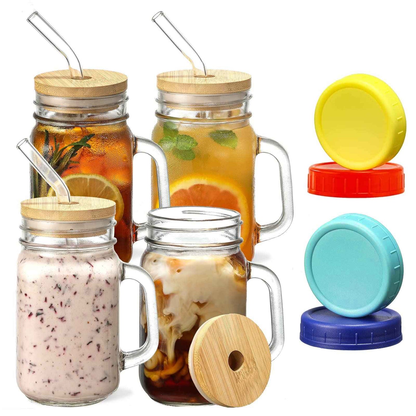 Drinking glass with straw and lid 4 pcs,glass cocktail glasses,iced coffee glasses,tin shape beer glasses,long drink glasses,cocktail glasses for gift,water,coffee,cocktail,soda,smoothie