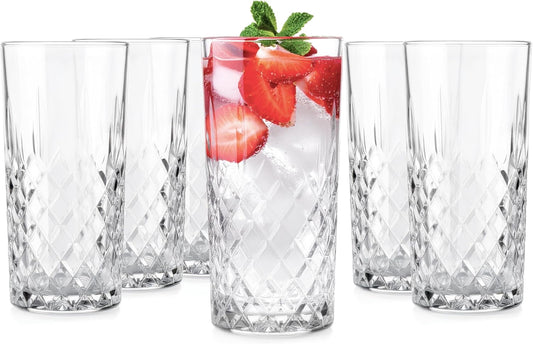 Glasmark KROSNO, 300 ml, Set of 6, Long Drink Glasses, Drinking Glasses, Highball Glasses, Water Glasses, Cocktail Glasses, Ideal for Home, Restaurant and Parties, Classic Shape